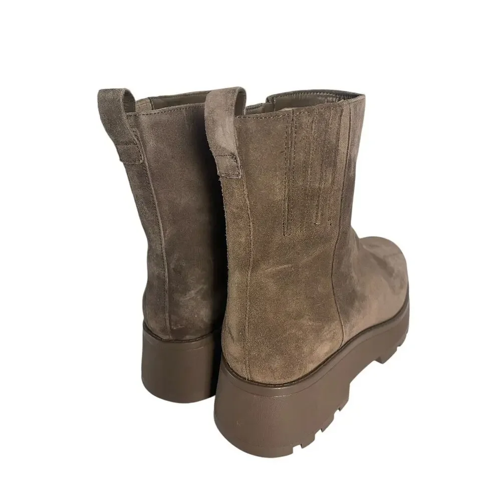 Vince Camuto Neframes Dark Taupe Leather Chelsea Boot Round Toe Size 8 M NWOB - Picture 7 of 10